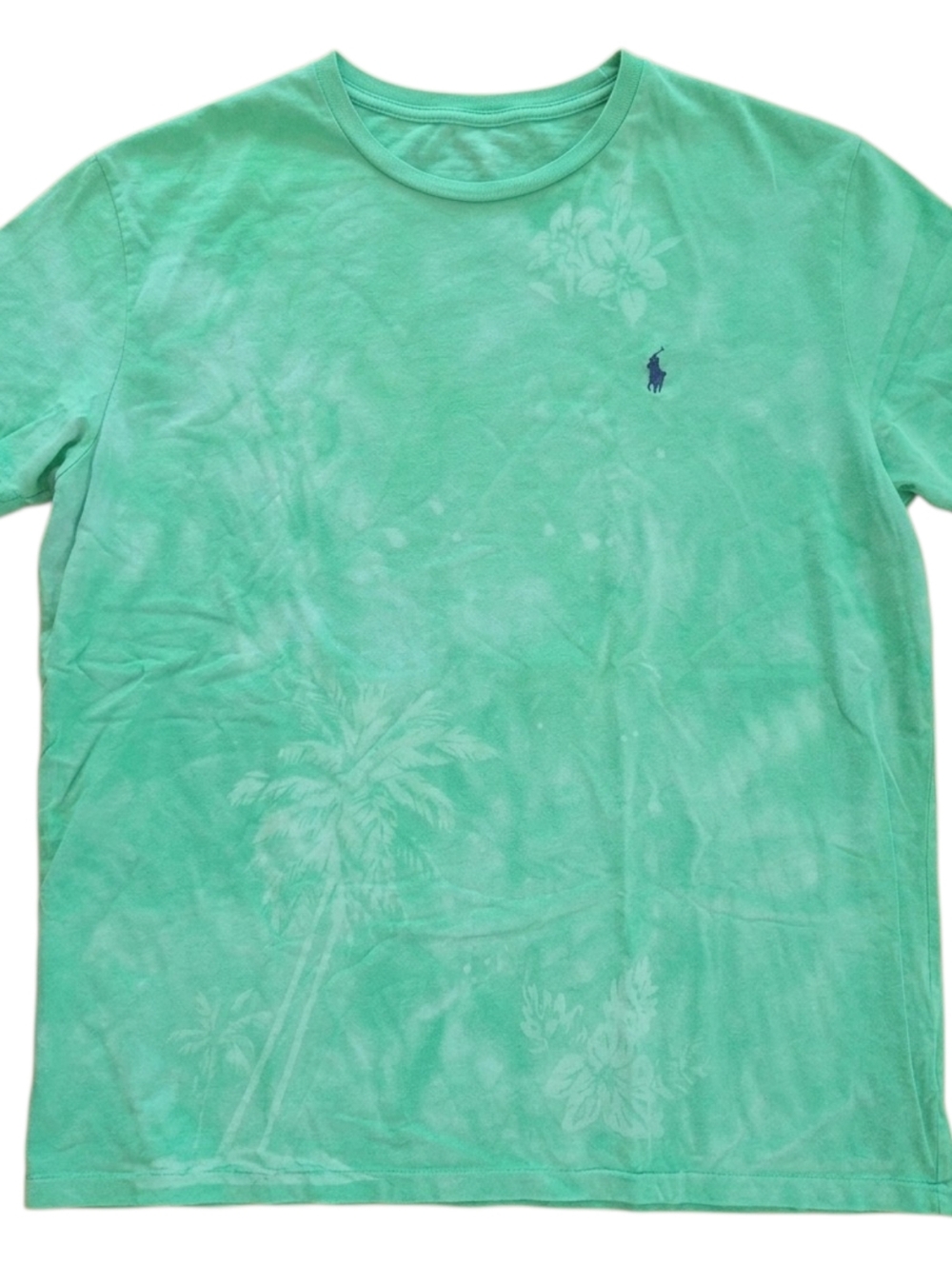 Polo Ralph Lauren T-Shirt Tie-Dye Green Preppy Palm Tree Accents Men's XXL 2XL